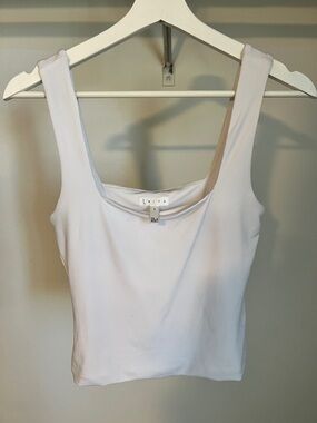 White Leith square neck stretch tank top